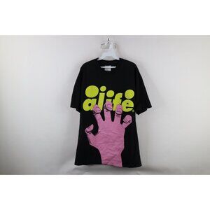 Vintage Alife Skateboarding Mens Large Faded Spell Out Hand T-Shirt Black Cotton
